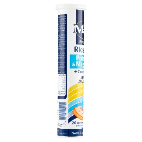 Integratore alimentare di potassio e magnesio, contribuisce alla riduzione della stanchezza e affaticamento, confezione da 20 Compresse, gusto arancia, 90 g Integratore alimentare di potassio e magnesio, contribuisce alla riduzione della stanchezza e affaticamento, confezione da 20 Compresse, gusto arancia, 90 g