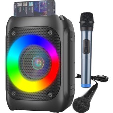 Ankuka Karaoke con 2 Microfoni Karaoke Professionale Completo con 1 Microfono Wireless & 1 Microfono con Cavo Cassa Karaoke Portatile