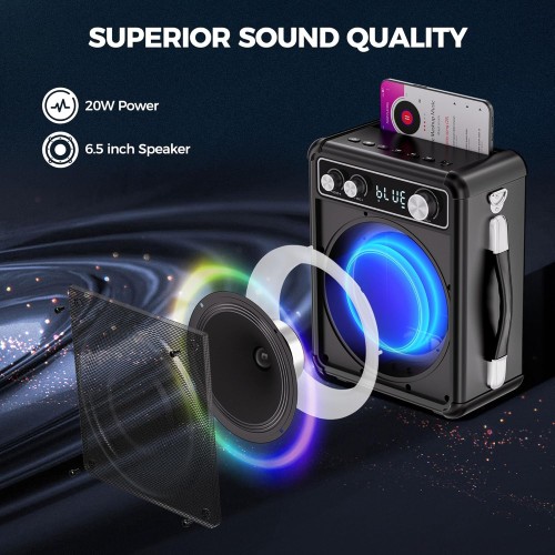 Karaoke portatile, altoparlante Bluetooth portatile con 2 microfoni wireless, sistema PA per adulti e bambini con luci LED, supporta TWS/Rec/FM/AUX/USB/TF per feste a casa Karaoke portatile, altoparlante Bluetooth portatile con 2 microfoni wireless, sistema PA per adulti e bambini con luci LED, supporta TWS/Rec/FM/AUX/USB/TF per feste a casa