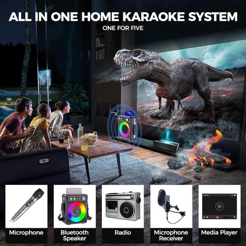 Karaoke portatile, altoparlante Bluetooth portatile con 2 microfoni wireless, sistema PA per adulti e bambini con luci LED, supporta TWS/Rec/FM/AUX/USB/TF per feste a casa Karaoke portatile, altoparlante Bluetooth portatile con 2 microfoni wireless, sistema PA per adulti e bambini con luci LED, supporta TWS/Rec/FM/AUX/USB/TF per feste a casa