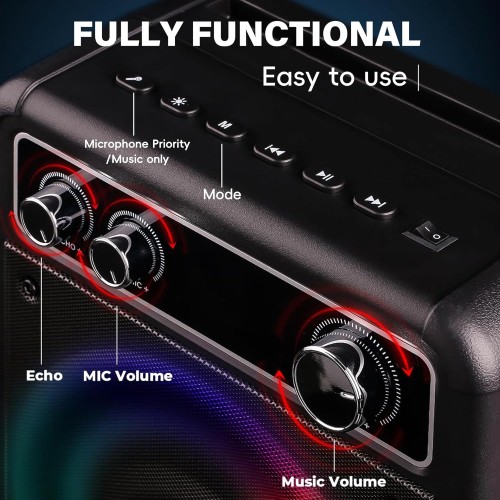 Karaoke portatile, altoparlante Bluetooth portatile con 2 microfoni wireless, sistema PA per adulti e bambini con luci LED, supporta TWS/Rec/FM/AUX/USB/TF per feste a casa Karaoke portatile, altoparlante Bluetooth portatile con 2 microfoni wireless, sistema PA per adulti e bambini con luci LED, supporta TWS/Rec/FM/AUX/USB/TF per feste a casa
