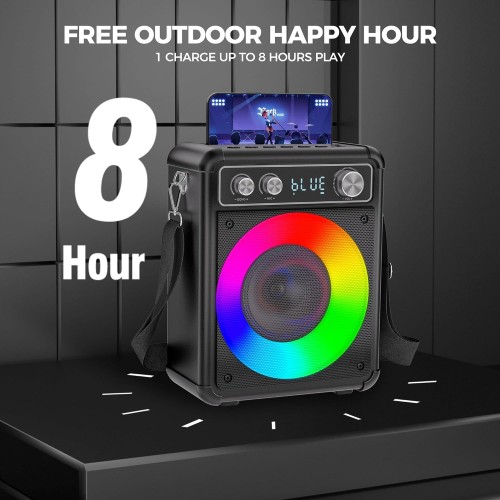 Karaoke portatile, altoparlante Bluetooth portatile con 2 microfoni wireless, sistema PA per adulti e bambini con luci LED, supporta TWS/Rec/FM/AUX/USB/TF per feste a casa Karaoke portatile, altoparlante Bluetooth portatile con 2 microfoni wireless, sistema PA per adulti e bambini con luci LED, supporta TWS/Rec/FM/AUX/USB/TF per feste a casa
