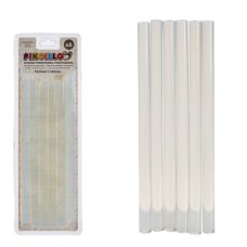 Stick silicone pistola a caldo, 6 bastoncini di colla a caldo trasparenti 10.5 x185 mm, trasparente, Pincello