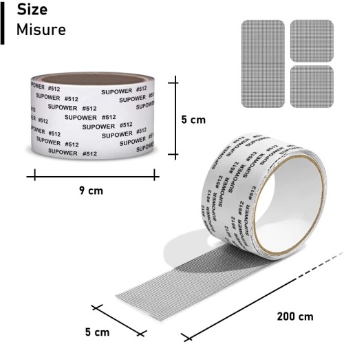 Nastro per Riparare Zanzariere, in Fibra di Vetro, 5cm x 200cm Nastro per Riparare Zanzariere, in Fibra di Vetro, 5cm x 200cm