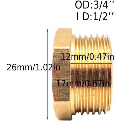 Raccordo filettato, maschio 3/4, femmina 1/2, doppio nipplo Raccordo filettato, maschio 3/4, femmina 1/2, doppio nipplo