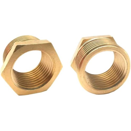 Raccordo filettato, maschio 3/4, femmina 1/2, doppio nipplo Raccordo filettato, maschio 3/4, femmina 1/2, doppio nipplo