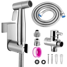 Spruzzatore per Bidet Portatile per WC, Doccetta per Bidet in Acciaio Inox con Tubo Flessibile e Valvola 1/2"