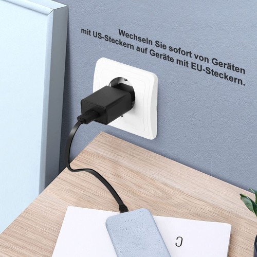 Adattatore di corrente elettrica da viaggio USA, a 2 pin per spina Europea, per dispositivi con alimentatore rete americana, 1 pezzo Adattatore di corrente elettrica da viaggio USA, a 2 pin per spina Europea, per dispositivi con alimentatore rete americana, 1 pezzo