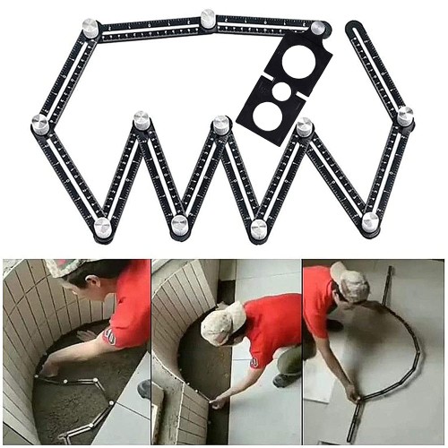 Righello di misurazione multi angolo con doppia asola, multiuso, per piastrelle, in alluminio, adatto per piastrellista, costruttori, artigiani, falegnami, falegnami e bricolage