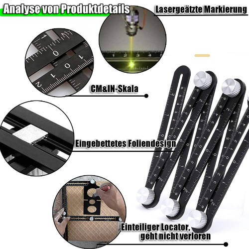 Règle de mesure multi-angle avec double fente, multi-usage, pour les carreaux, en aluminium, convient aux carreleurs, aux constructeurs, aux artisans, aux charpentiers et aux bricoleurs. Règle de mesure multi-angle avec double fente, multi-usage, pour les carreaux, en aluminium, convient aux carreleurs, aux constructeurs, aux artisans, aux charpentiers et aux bricoleurs.