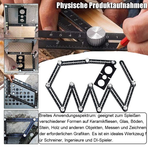 Règle de mesure multi-angle avec double fente, multi-usage, pour les carreaux, en aluminium, convient aux carreleurs, aux constructeurs, aux artisans, aux charpentiers et aux bricoleurs. Règle de mesure multi-angle avec double fente, multi-usage, pour les carreaux, en aluminium, convient aux carreleurs, aux constructeurs, aux artisans, aux charpentiers et aux bricoleurs.