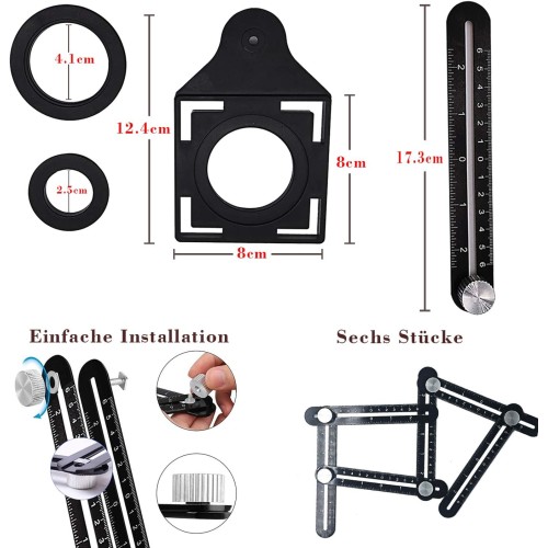 Règle de mesure multi-angle avec double fente, multi-usage, pour les carreaux, en aluminium, convient aux carreleurs, aux constructeurs, aux artisans, aux charpentiers et aux bricoleurs. Règle de mesure multi-angle avec double fente, multi-usage, pour les carreaux, en aluminium, convient aux carreleurs, aux constructeurs, aux artisans, aux charpentiers et aux bricoleurs.