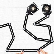 Righello di misurazione multi angolo con doppia asola singola, multiuso, per piastrelle, in alluminio, adatto per piastrellista, costruttori, artigiani, falegnami, falegnami e bricolage