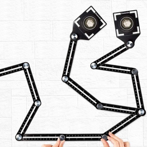 Righello di misurazione multi angolo con doppia asola singola, multiuso, per piastrelle, in alluminio, adatto per piastrellista, costruttori, artigiani, falegnami, falegnami e bricolage