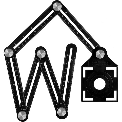 Righello di misurazione multi angolo con asola, multiuso, per piastrelle, in alluminio, adatto per piastrellista, costruttori, artigiani, falegnami, falegnami e bricolage