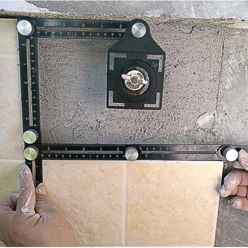 Righello di misurazione multi angolo con asola, multiuso, per piastrelle, in alluminio, adatto per piastrellista, costruttori, artigiani, falegnami, falegnami e bricolage