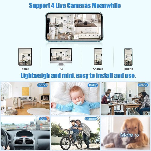 Telecamera, microcamera spia, 1080P HD, Wifi, con sensore di movimento e visione notturna Telecamera, microcamera spia, 1080P HD, Wifi, con sensore di movimento e visione notturna