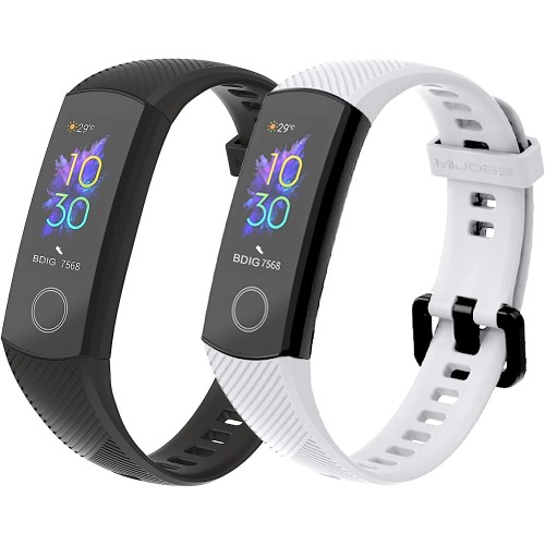 Cinturino per Honor Band 5 Band 4, in silicone, colore bianco e nero, confezione da 2 colori