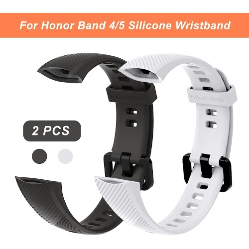 Armband für Honor Band 5 Band 4, Silikon, schwarz und weiß, 2er Pack Armband für Honor Band 5 Band 4, Silikon, schwarz und weiß, 2er Pack