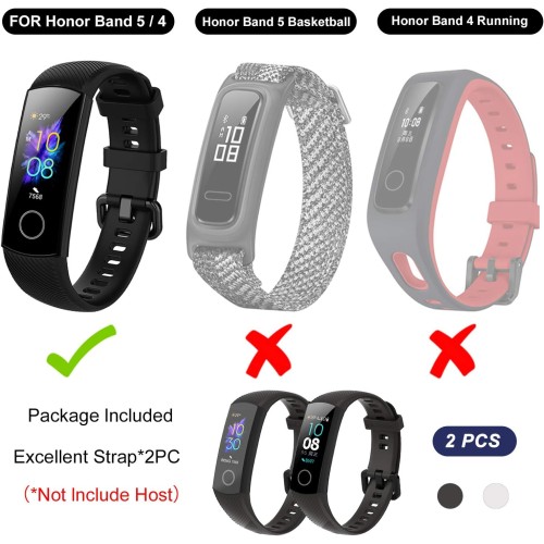 Armband für Honor Band 5 Band 4, Silikon, schwarz und weiß, 2er Pack Armband für Honor Band 5 Band 4, Silikon, schwarz und weiß, 2er Pack