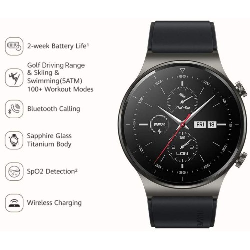 Huawei Smartwatch GT 2 Pro mit GPS und GLONASS, SpO2, + 100 Trainingsmodi, Bluetooth Anrufe, grau Huawei Smartwatch GT 2 Pro mit GPS und GLONASS, SpO2, + 100 Trainingsmodi, Bluetooth Anrufe, grau
