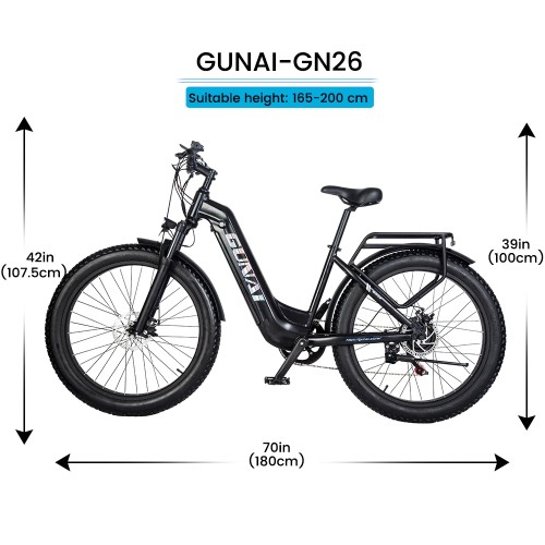 Bicicletta Elettrica per Adulti, 26 pollici, bicicletta elettrica da città, con ammortizzatore anterio, con motore 500W bafang ,batteria rimovibile Samsung da 48V 17.5AH, GUNAI GN26 Bicicletta Elettrica per Adulti, 26 pollici, bicicletta elettrica da città, con ammortizzatore anterio, con motore 500W bafang ,batteria rimovibile Samsung da 48V 17.5AH, GUNAI GN26