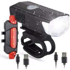 Luce bicicletta anteriore e posteriore, ricaricabile USB, 300 lumen, 3 modalità, IPX6 impermeabile