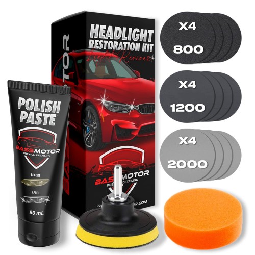 Kit Pulizia Fari Auto rigenerazione e lucidatura per fanali opachi e ingialliti