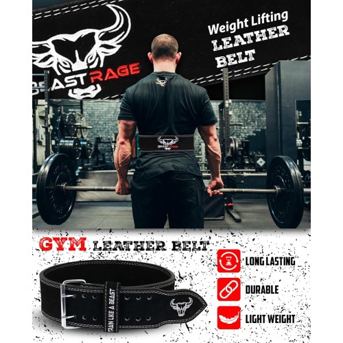 Cintura palestra per uomo e donna, professionale in pelle, ideale per sollevamento pesi, bodybuilding, crossfit, powerlifting e squat BEAST RAGE Cintura palestra per uomo e donna, professionale in pelle, ideale per sollevamento pesi, bodybuilding, crossfit, powerlifting e squat BEAST RAGE