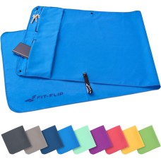Asciugamano per palestra con scomparto a cerniera con clip magnetico, sistema anti scivolo, multifunzionale, in Microfibra, 130 x 48 cm