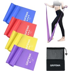 Fasce elastiche fitness [set da 4] 1,8 m, fasce elastiche con 4 livelli di resistenza per allenamento della forza, yoga, pilates