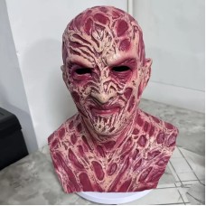 Freddy Krueger Horror Full-Face Maske Rot – Latex mit Narben & realistischen Tattoos