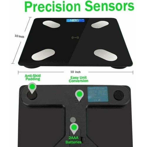 Bilancia pesapersone digitale intelligente, Body Fat Scale, controllo del grasso corporeo, connessione bluetooth, max 180 kg Bilancia pesapersone digitale intelligente, Body Fat Scale, controllo del grasso corporeo, connessione bluetooth, max 180 kg
