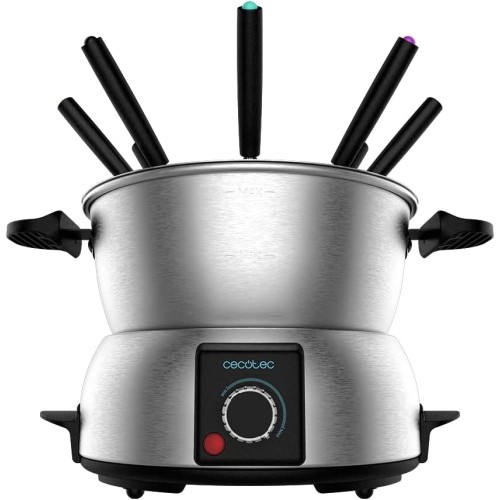 Set per fonduta elettrico in acciaio inossidabile, 1000 W, 8 forchette, perfetto per formaggio, cioccolato e olio, Cecotec