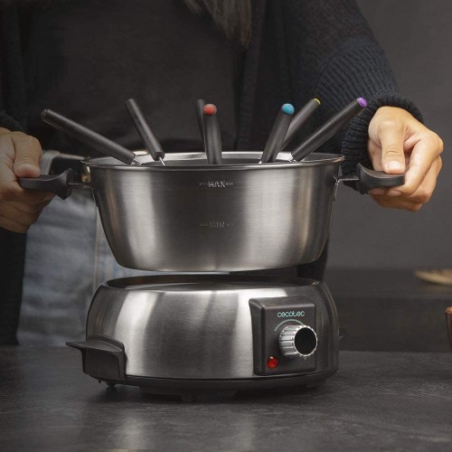 Set per fonduta elettrico in acciaio inossidabile, 1000 W, 8 forchette, perfetto per formaggio, cioccolato e olio, Cecotec Set per fonduta elettrico in acciaio inossidabile, 1000 W, 8 forchette, perfetto per formaggio, cioccolato e olio, Cecotec