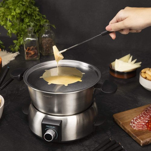 Set per fonduta elettrico in acciaio inossidabile, 1000 W, 8 forchette, perfetto per formaggio, cioccolato e olio, Cecotec Set per fonduta elettrico in acciaio inossidabile, 1000 W, 8 forchette, perfetto per formaggio, cioccolato e olio, Cecotec