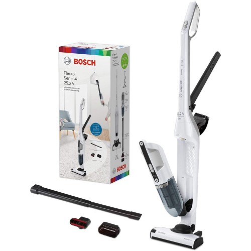 Bosch Flexxo Aspirapolvere Senza Fili a 2 Velocità con Capienza 0.4 L, Bianco Bosch Flexxo Aspirapolvere Senza Fili a 2 Velocità con Capienza 0.4 L, Bianco