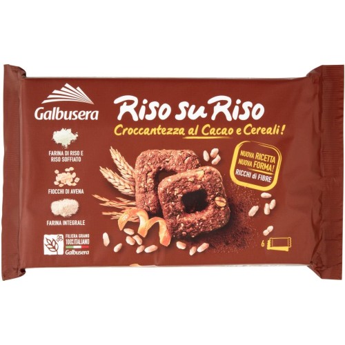 Riso su Riso, croccantezza al Cacao e Cereali, 6 porzioni, 220 g, Galbusera
