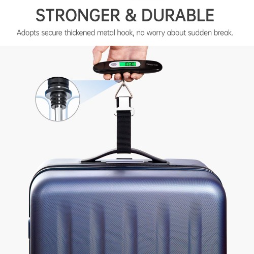 Pèse bagages numérique, valise, avec fonction tare, pour le voyage, capacité maximale 50 kg, noir Pèse bagages numérique, valise, avec fonction tare, pour le voyage, capacité maximale 50 kg, noir
