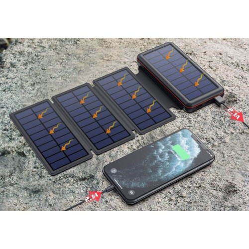 Akku Ladegerät, Solarpanel, faltbar, mit 4 Sonnenkollektoren, 3 Kabel für Smartphones C, USB, iPhone, 20.000mAh, schwarz orange, ideal für sonnige Tage, am Meer, in den Bergen, Camping, unterwegs Akku Ladegerät, Solarpanel, faltbar, mit 4 Sonnenkollektoren, 3 Kabel für Smartphones C, USB, iPhone, 20.000mAh, schwarz orange, ideal für sonnige Tage, am Meer, in den Bergen, Camping, unterwegs