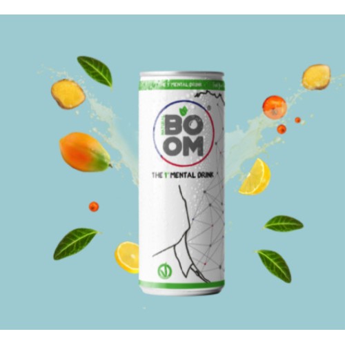 NATURALBOOM, Il primo Mental Drink al Mondo, a base di the verde, zenzero e altri ingredienti, 12 Lattine
