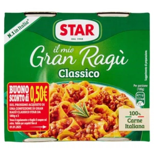 Gran Ragu Star classico 2x180 gr