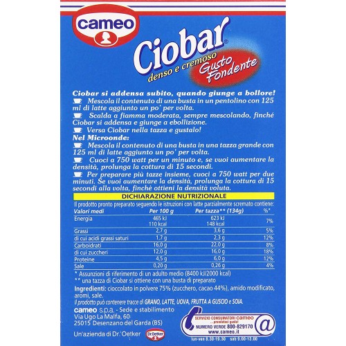 Ciobar Preparato per Bevanda, Denso e Cremoso, al gusto Fondente - 115 gr