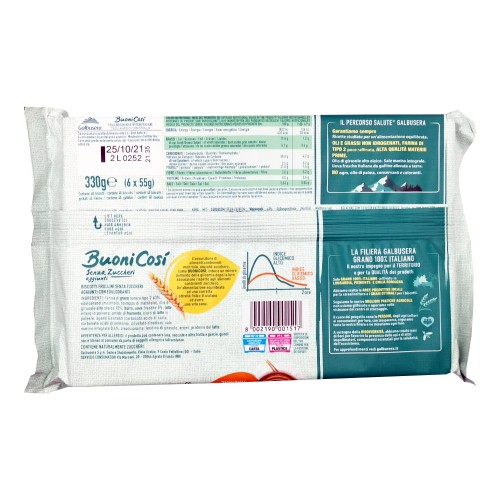 Galbusera Buoni Così, ohne Zuckerzusatz, Mehl Typ 2, frische italienische Eier, 330 g