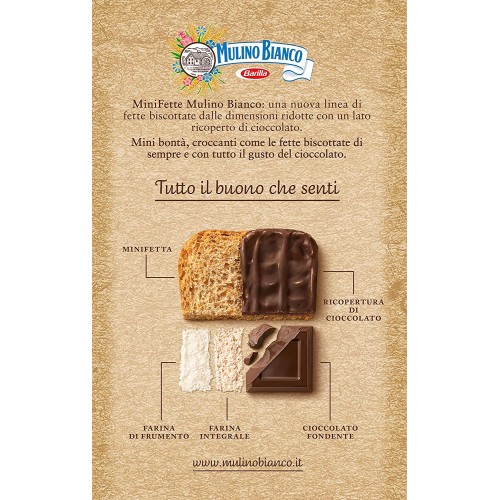 Mulino Bianco Mini Fette Integrali con Cioccolato Fondente, 110g