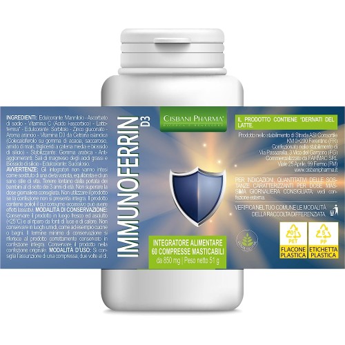 Immunoferrin D3, Integratore di Lattoferrina con Vitamina C, D e Zinco Immunoferrin D3, Integratore di Lattoferrina con Vitamina C, D e Zinco