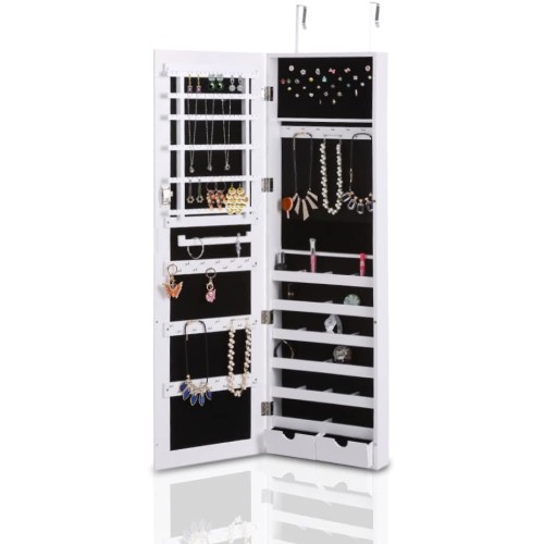 Armadio porta gioielli bigiotteria da appendere con specchio montaggio a parete 119 x 35 x 9 cm