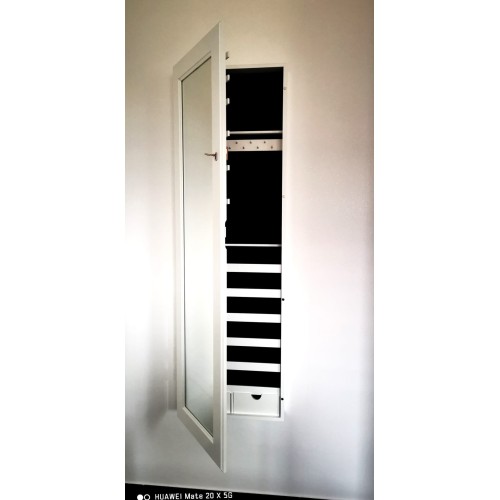 Armadio porta gioielli bigiotteria da appendere con specchio montaggio a parete 119 x 35 x 9 cm Armadio porta gioielli bigiotteria da appendere con specchio montaggio a parete 119 x 35 x 9 cm