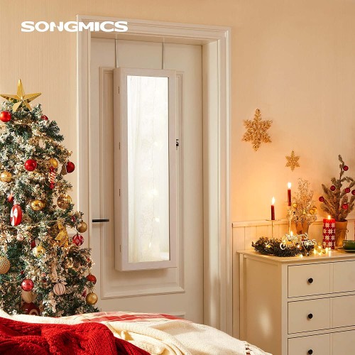 Armadio porta gioielli bigiotteria da appendere con specchio montaggio a parete 119 x 35 x 9 cm, con luci led Armadio porta gioielli bigiotteria da appendere con specchio montaggio a parete 119 x 35 x 9 cm, con luci led
