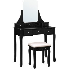 Tavolo da Trucco con Grande Specchio Senza Cornice per Il Make Up